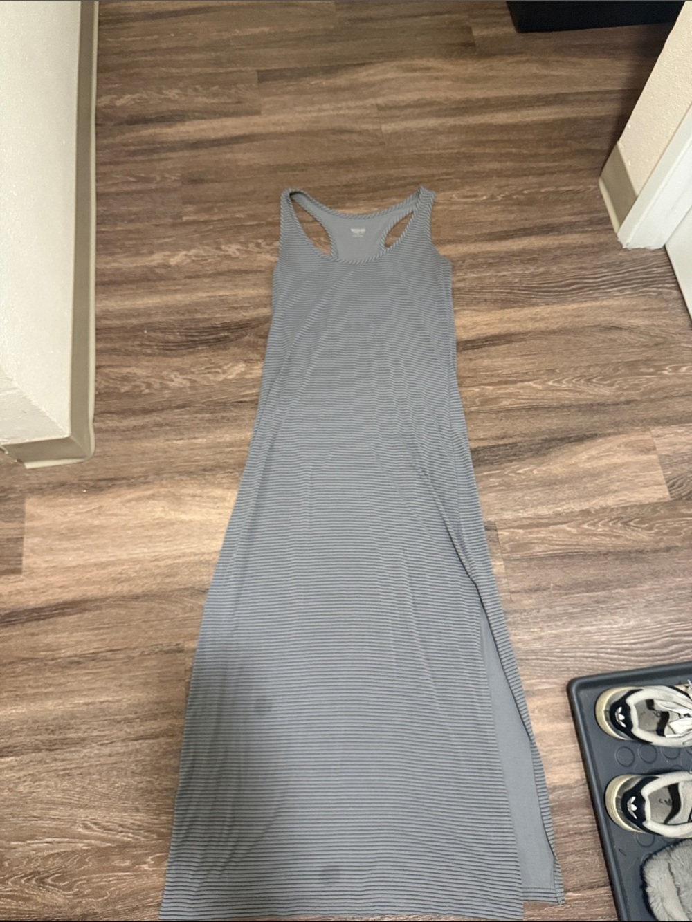 Mossimo Supply Co. Gray Striped Racerback Maxi Dress